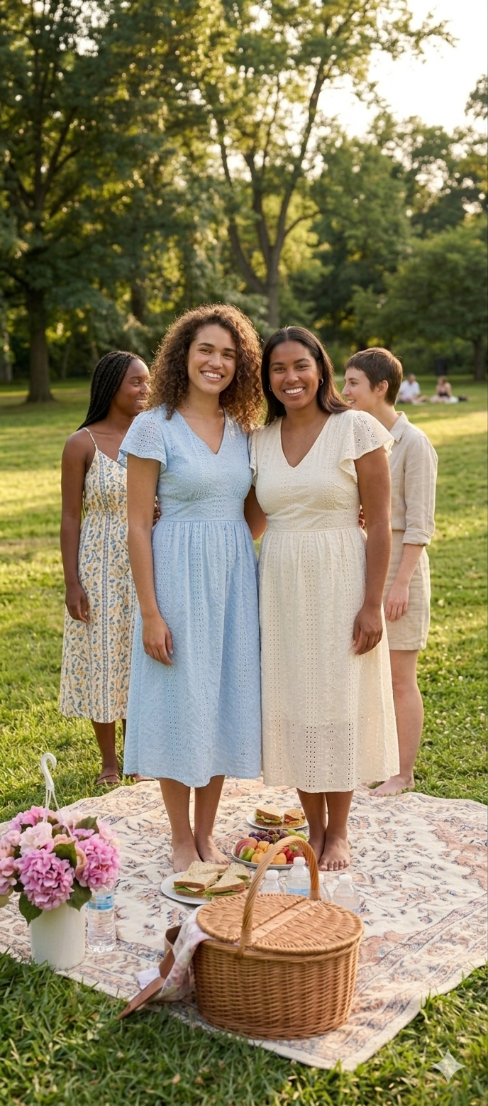 Eyelet V-neck Flutter Sleeve Dress