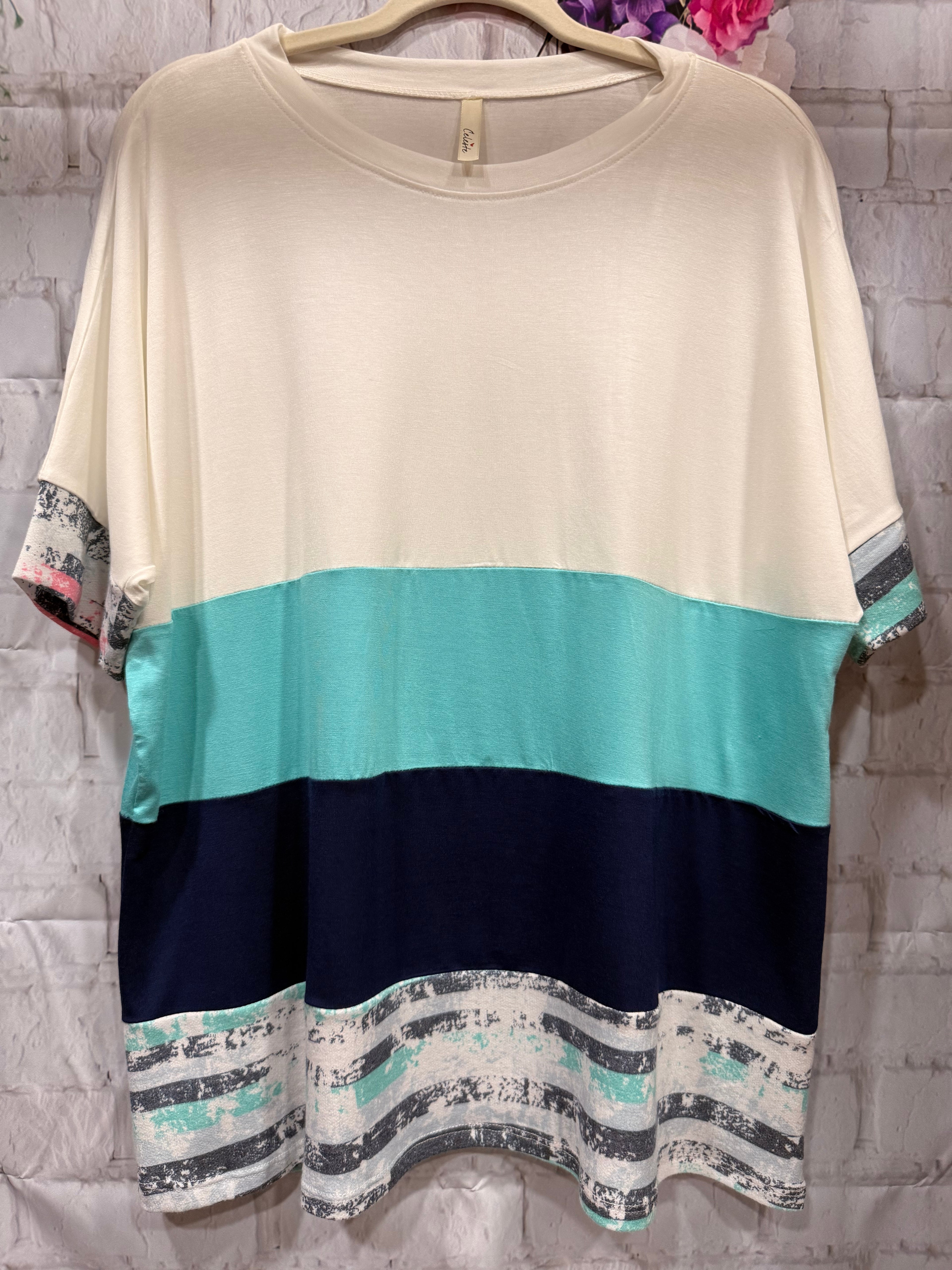 Color Block Short Sleeve Top