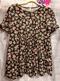 Black Floral Tiered Top