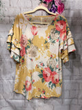 Floral Ruffle Sleeve Blouse