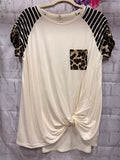 Animal Sleeve Twisted Knot T-shirt