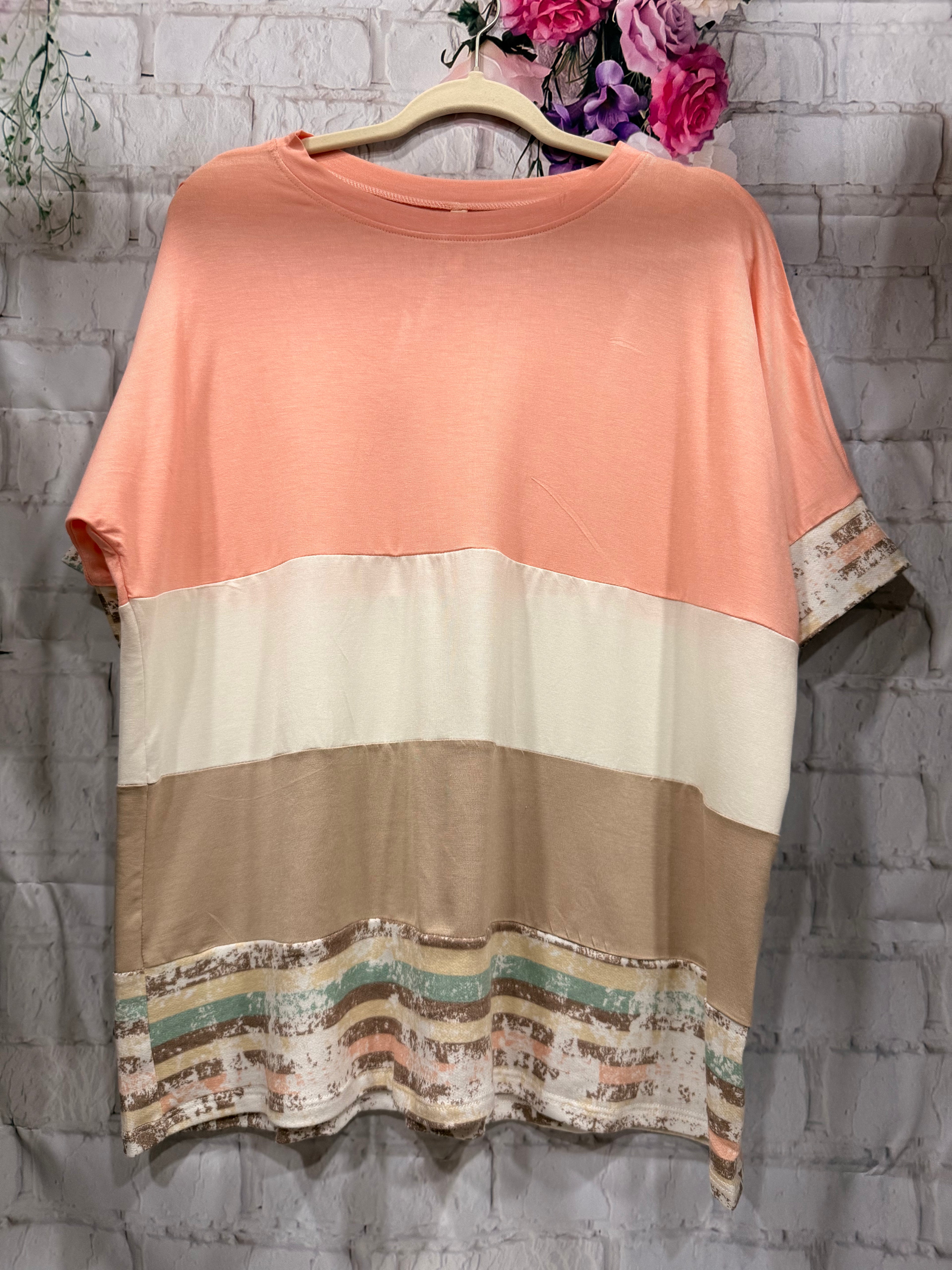 Color Block Short Sleeve Top