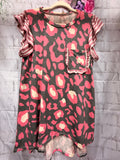 Pink Leopard Flutter Sleeve Top