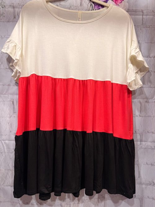 Color Block Baby Doll Top