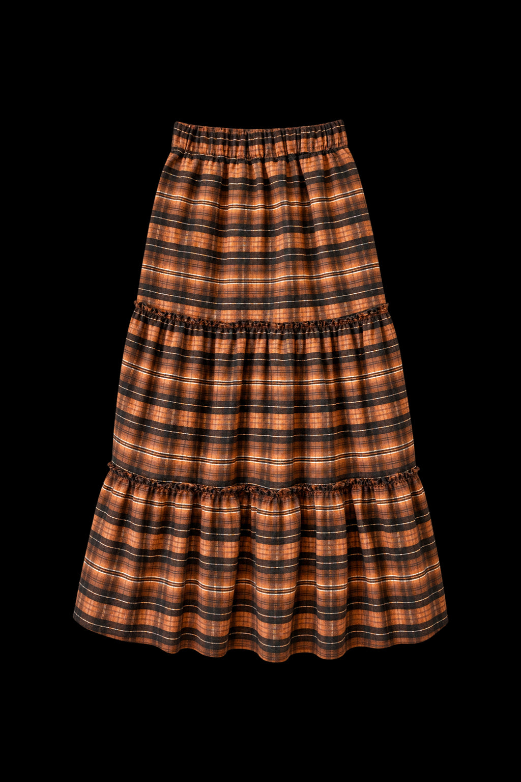 Brown Plaid Shirt and Skirt Set