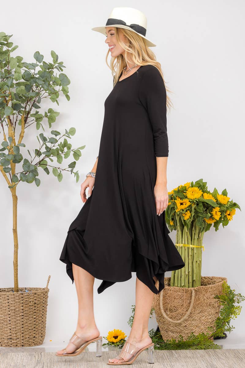 Midi Dress With Pockets And Gathered Hem By Celeste