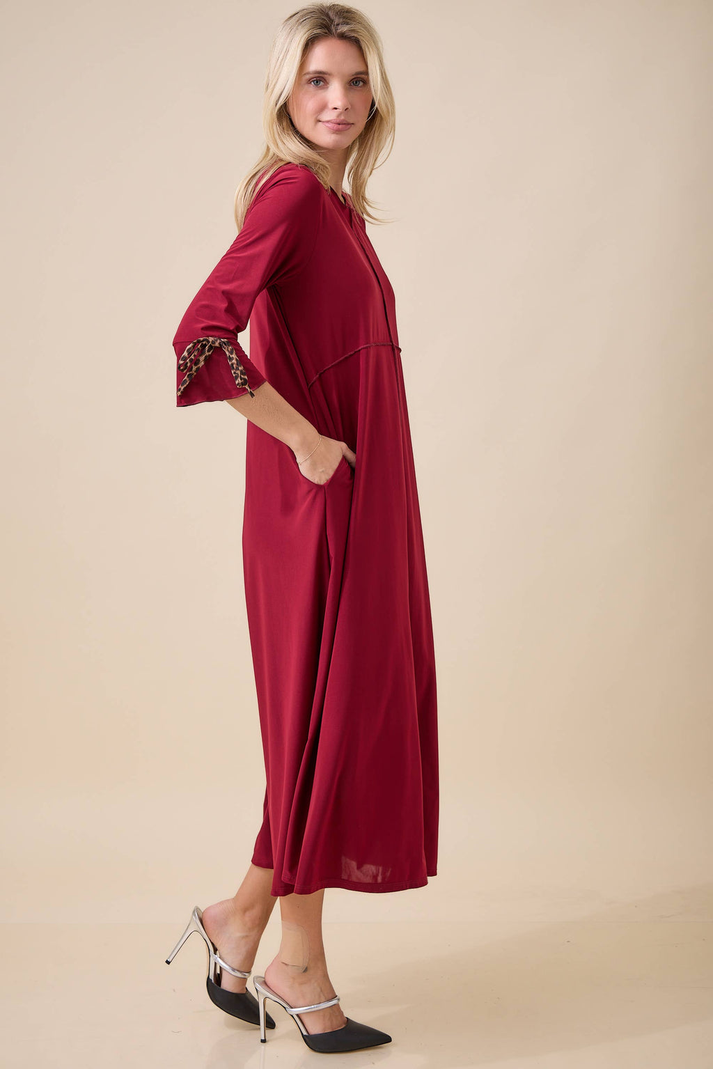Empire Dress with Animal Print Bow By Celeste