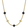 Gold Beaded with Black and Gold Cross Necklace 16" -18"