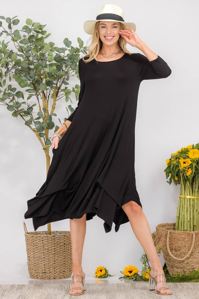 Midi Dress With Pockets And Gathered Hem By Celeste