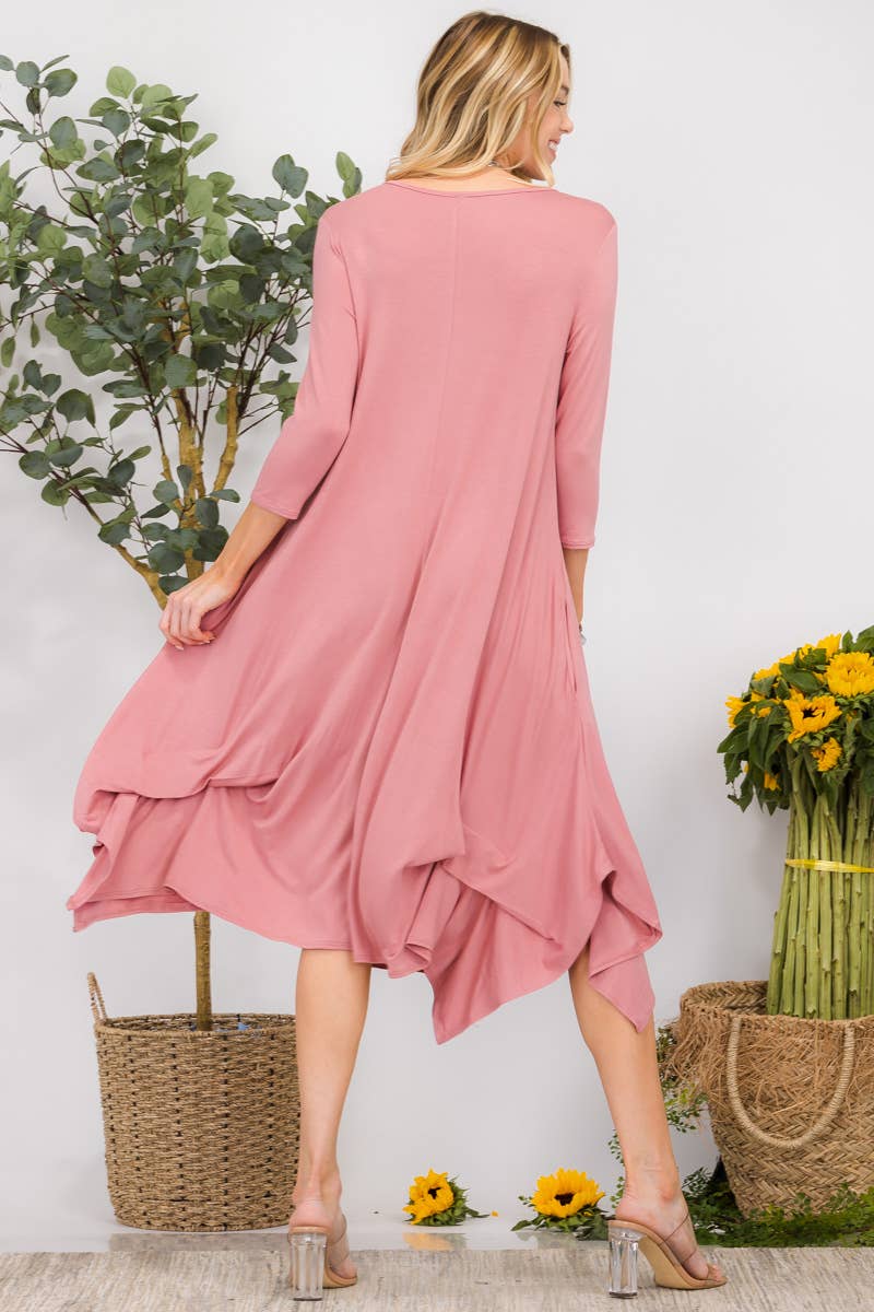 Midi Dress With Pockets And Gathered Hem By Celeste