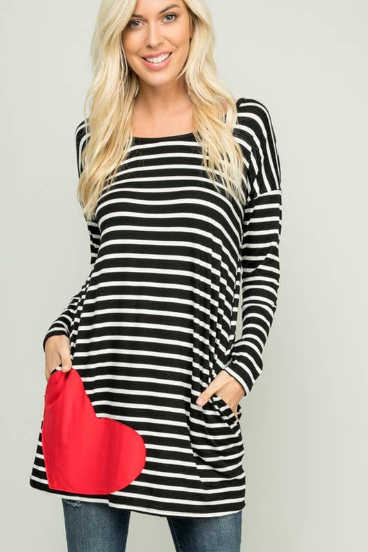 HEART PATCH STRIPED TUNIC