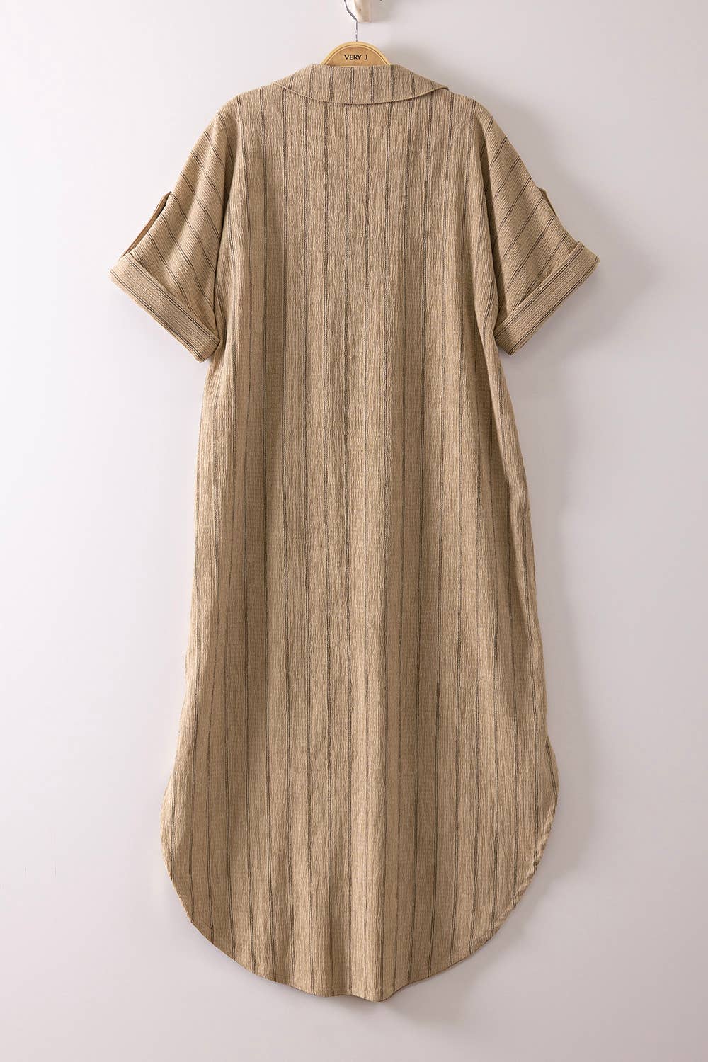 Striped Midi Button Down Shirt Dress