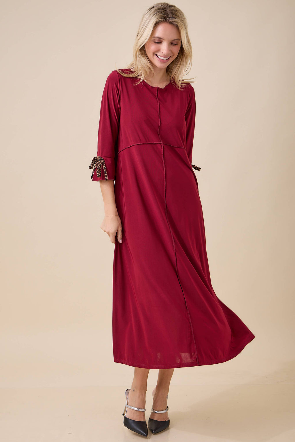Empire Dress with Animal Print Bow By Celeste