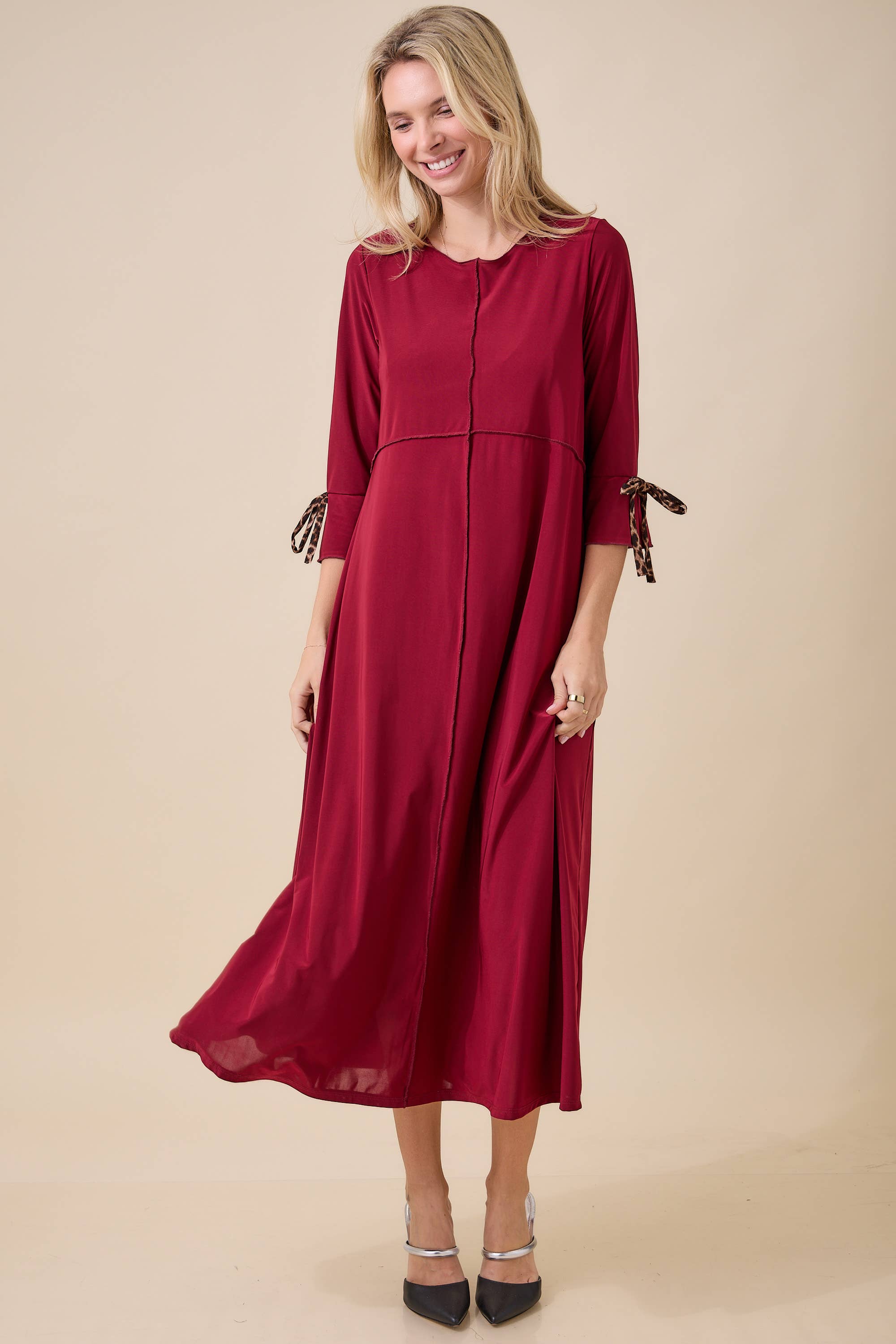 Empire Dress with Animal Print Bow By Celeste