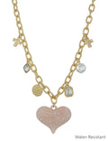 Pink Resin Heart Necklace