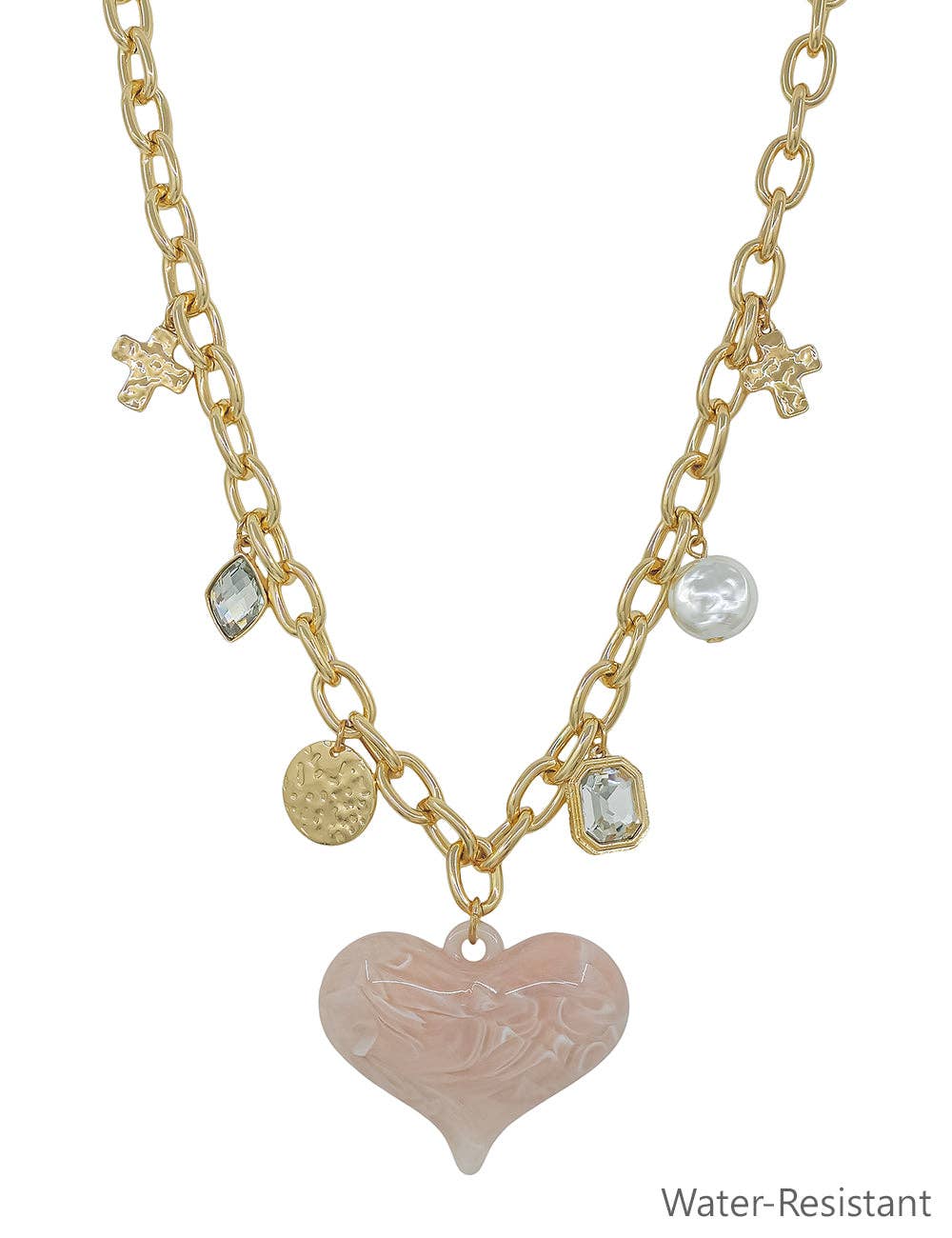 Pink Resin Heart Necklace