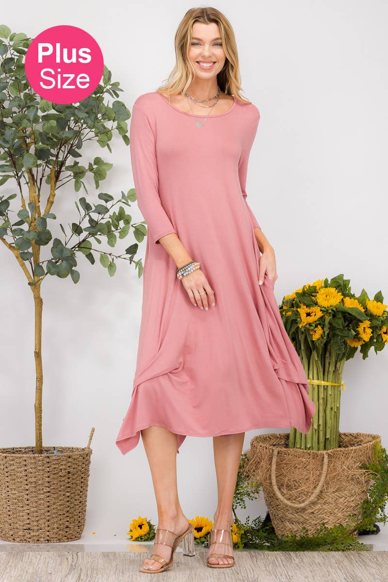 Midi Dress With Pockets And Gathered Hem By Celeste