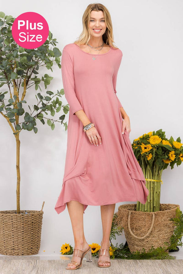 Midi Dress With Pockets And Gathered Hem By Celeste