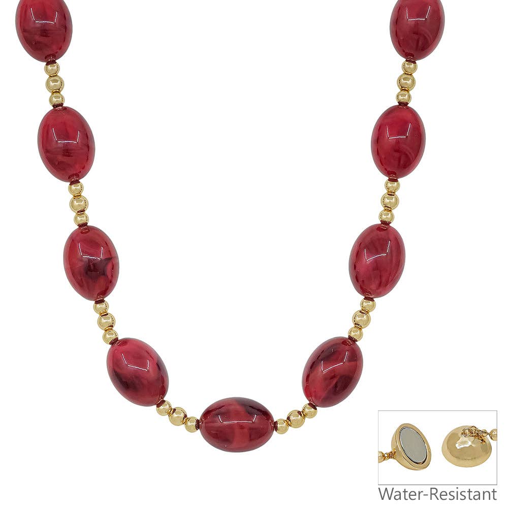 Crimson Glow Beaded Necklace