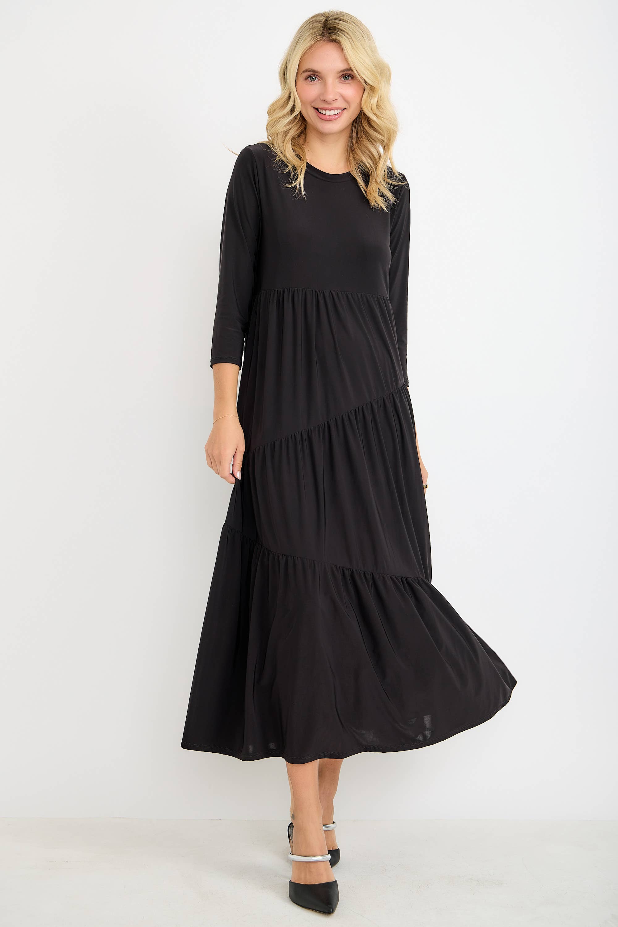 ASYMMETRICAL TIERED DRESS