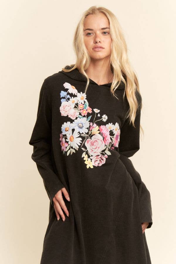 Mineral Floral Butterfly Hoodie Dress